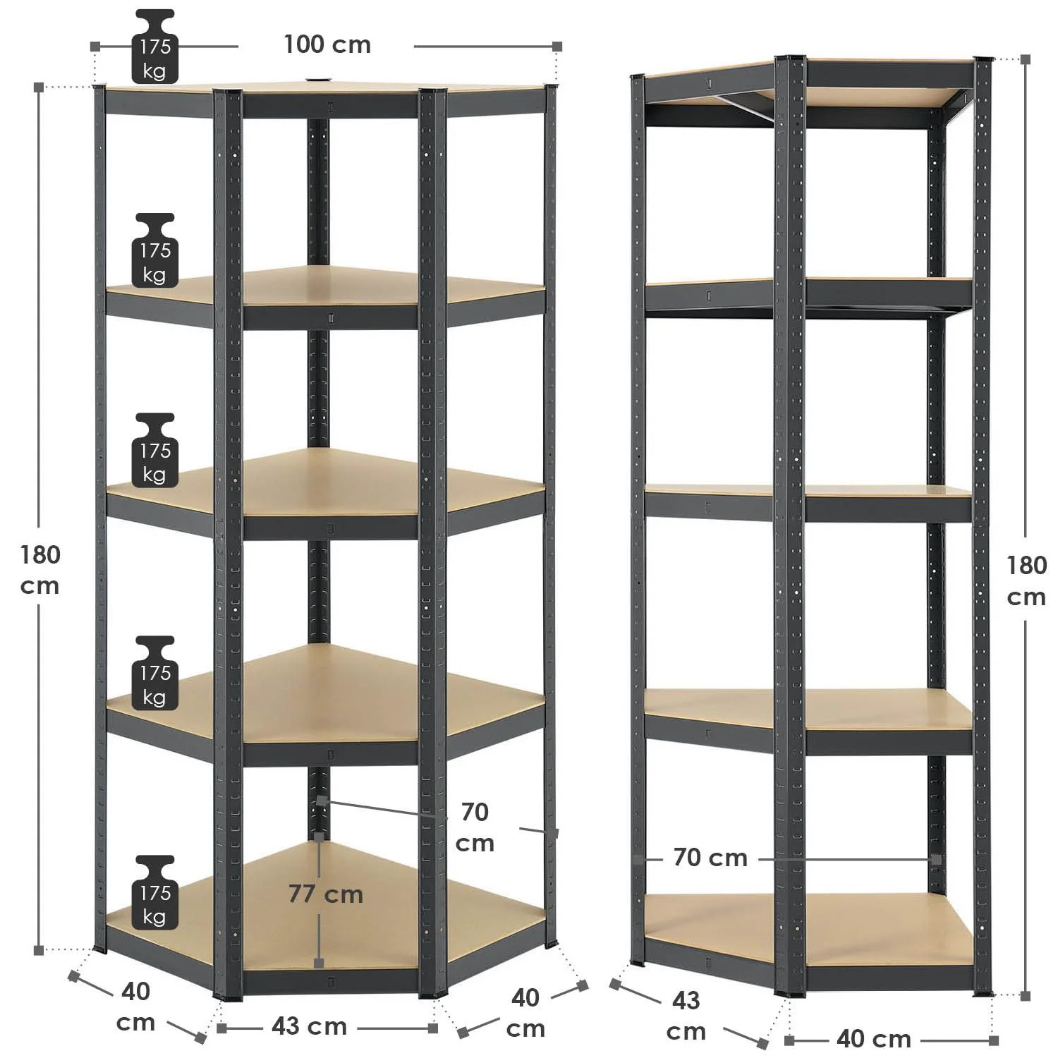 Eckregal Corner Basic 180 x 70 x 40 cm - Image 3
